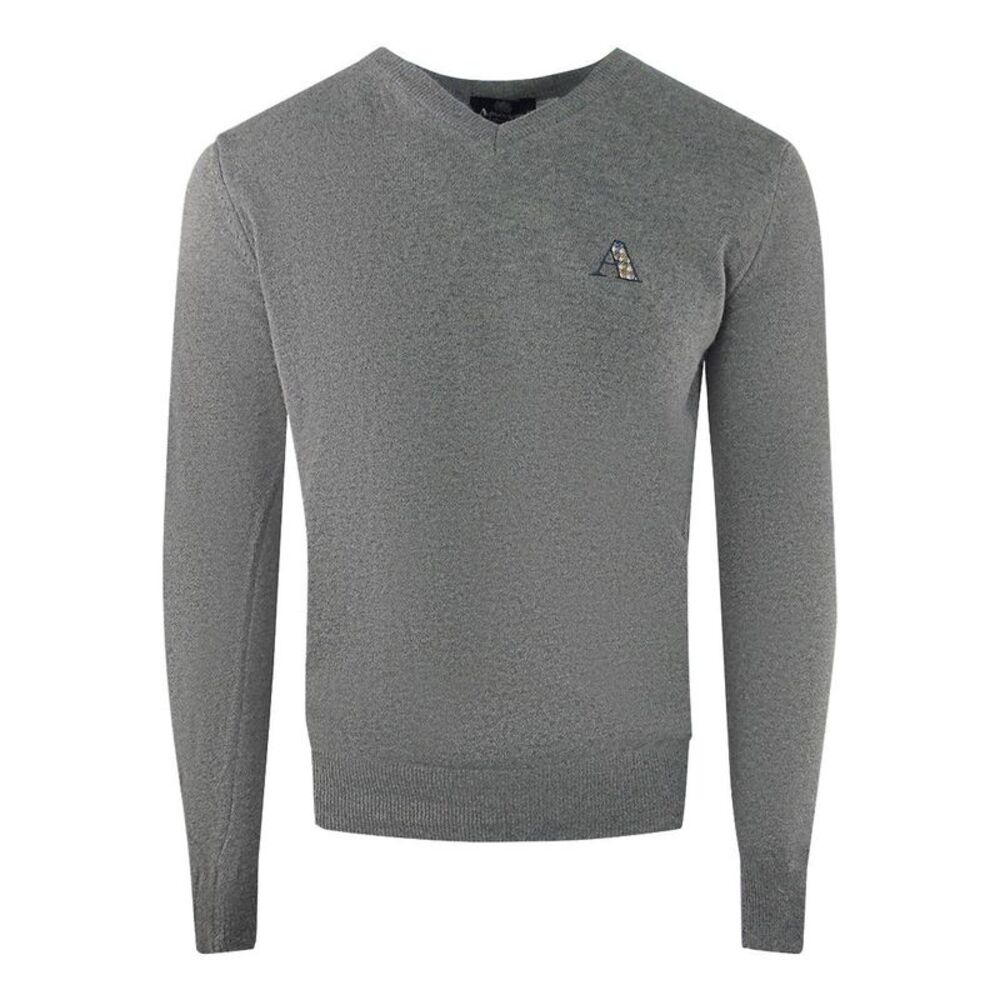 Aquascutum Mens Tartan Logo Sweater / Gray